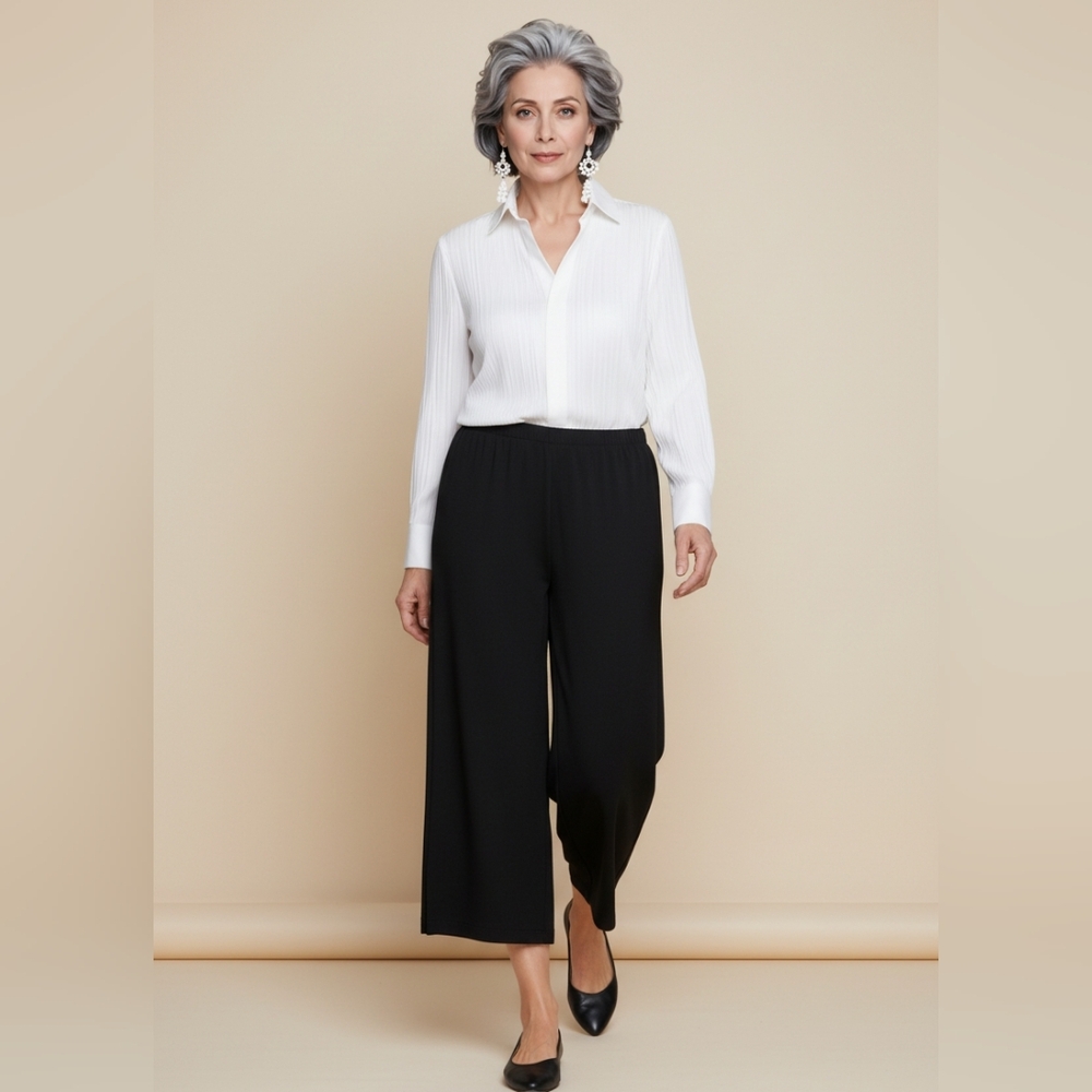 Planet By Lauren G Black Wide-Leg Elastic Waist Pull On Pants 3 XL (BOX15)